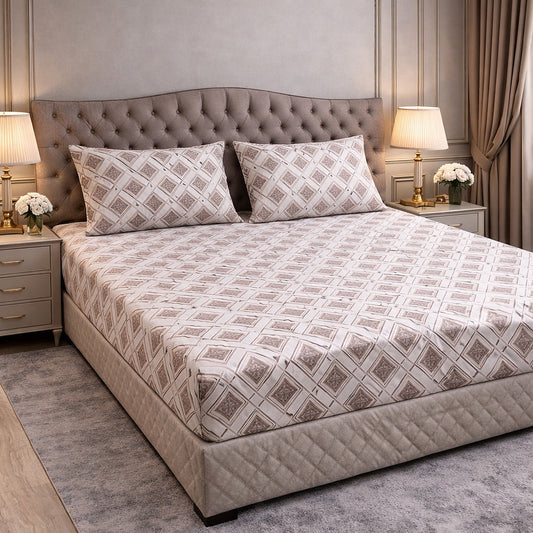 Pure Cotton Geometrical Print King Size Bedsheet