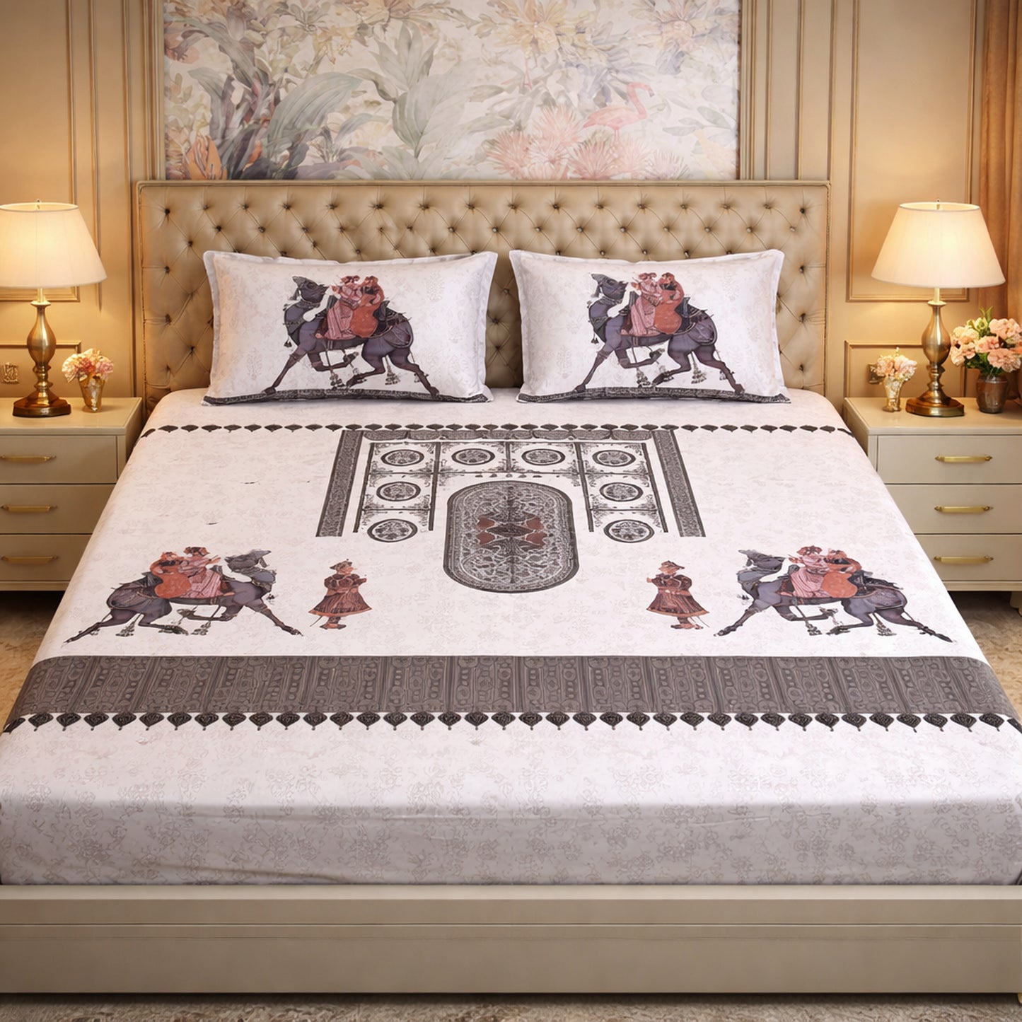 Pure Cotton Camel Digital Print Bedsheet