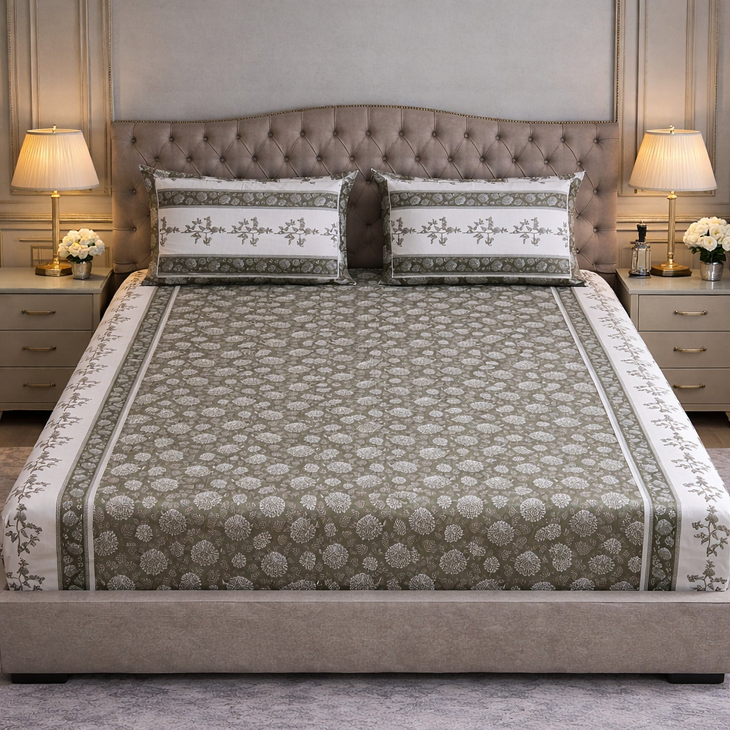 Breathable Cotton Jaipuri Print King Size Bedsheet