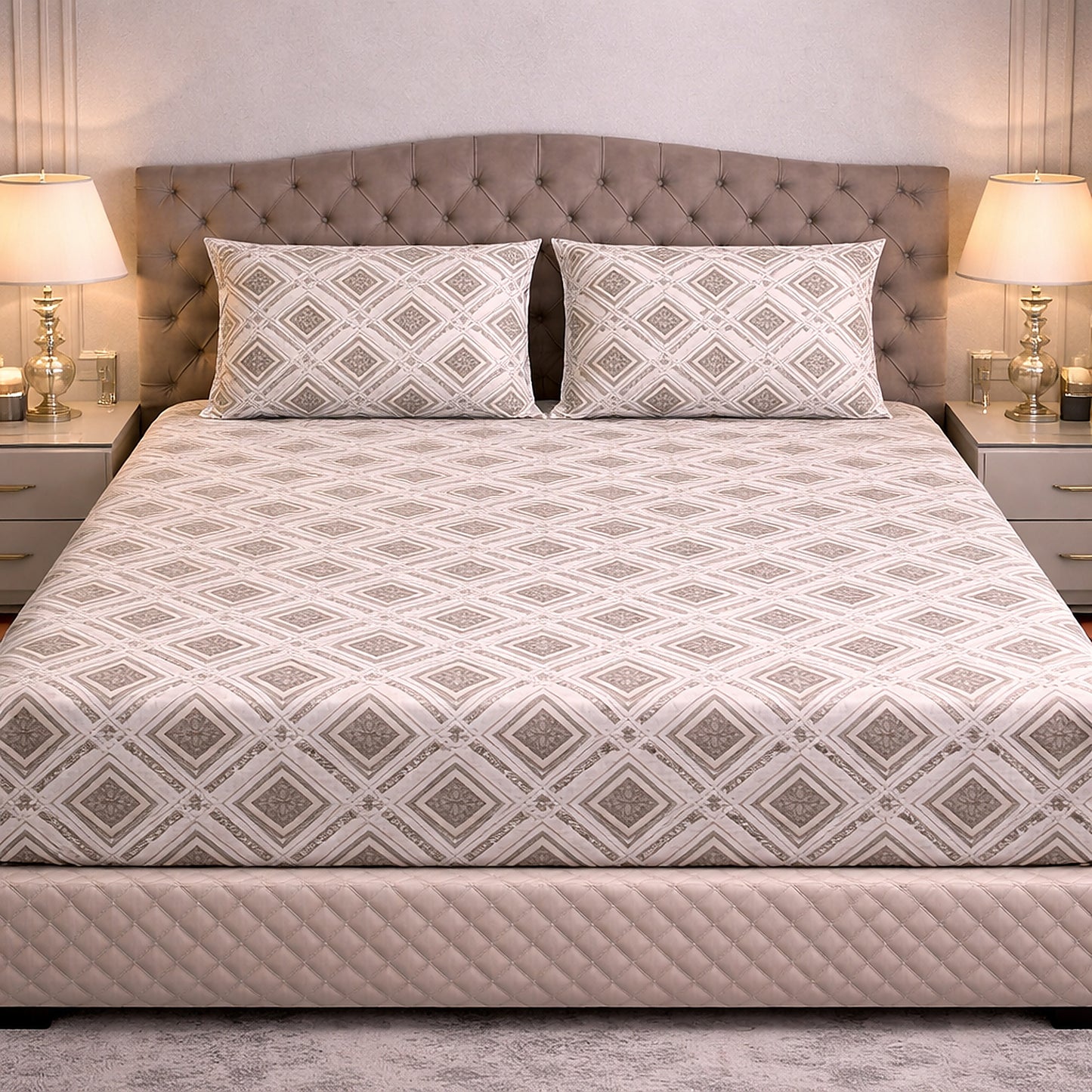 Pure Cotton Geometrical Print King Size Bedsheet
