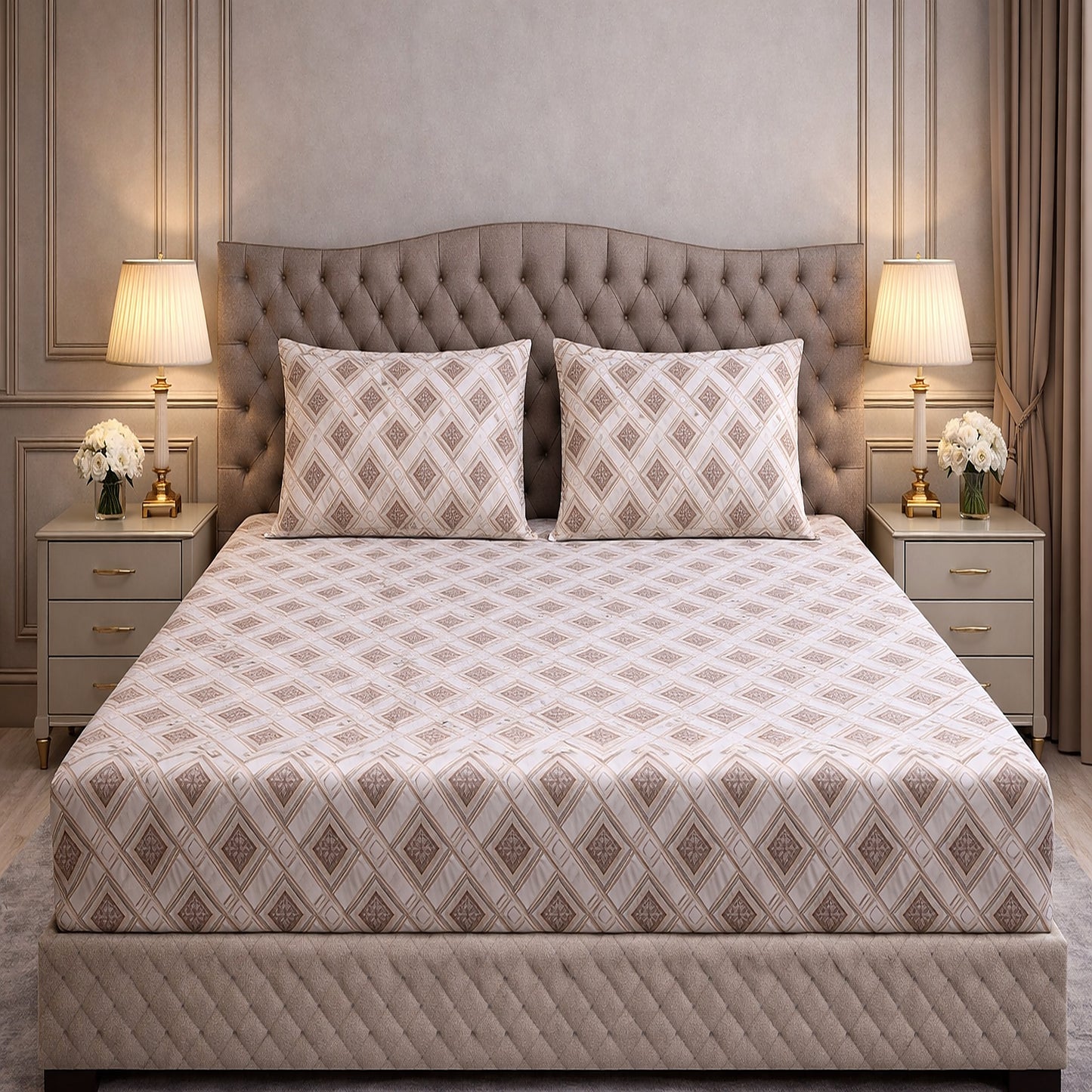 Pure Cotton Geometrical Print King Size Bedsheet