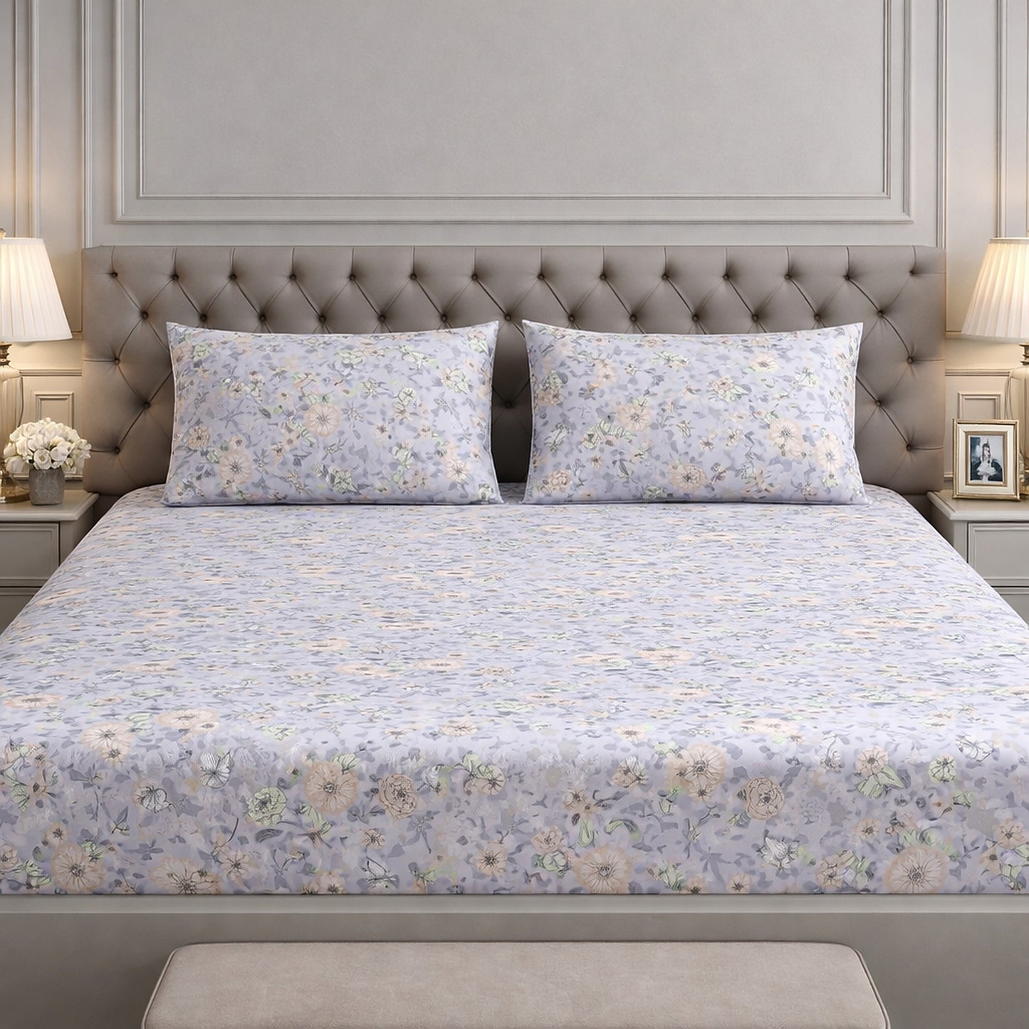 Pure Cotton King Size Floral Print Bedsheet
