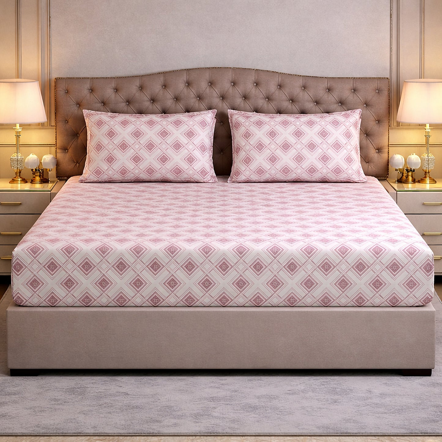 Pure Cotton Geometrical Print King Size Bedsheet