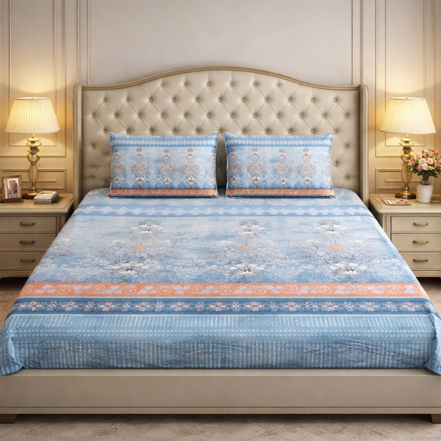 Floral Pure Cotton Digital Print Bedsheet Set