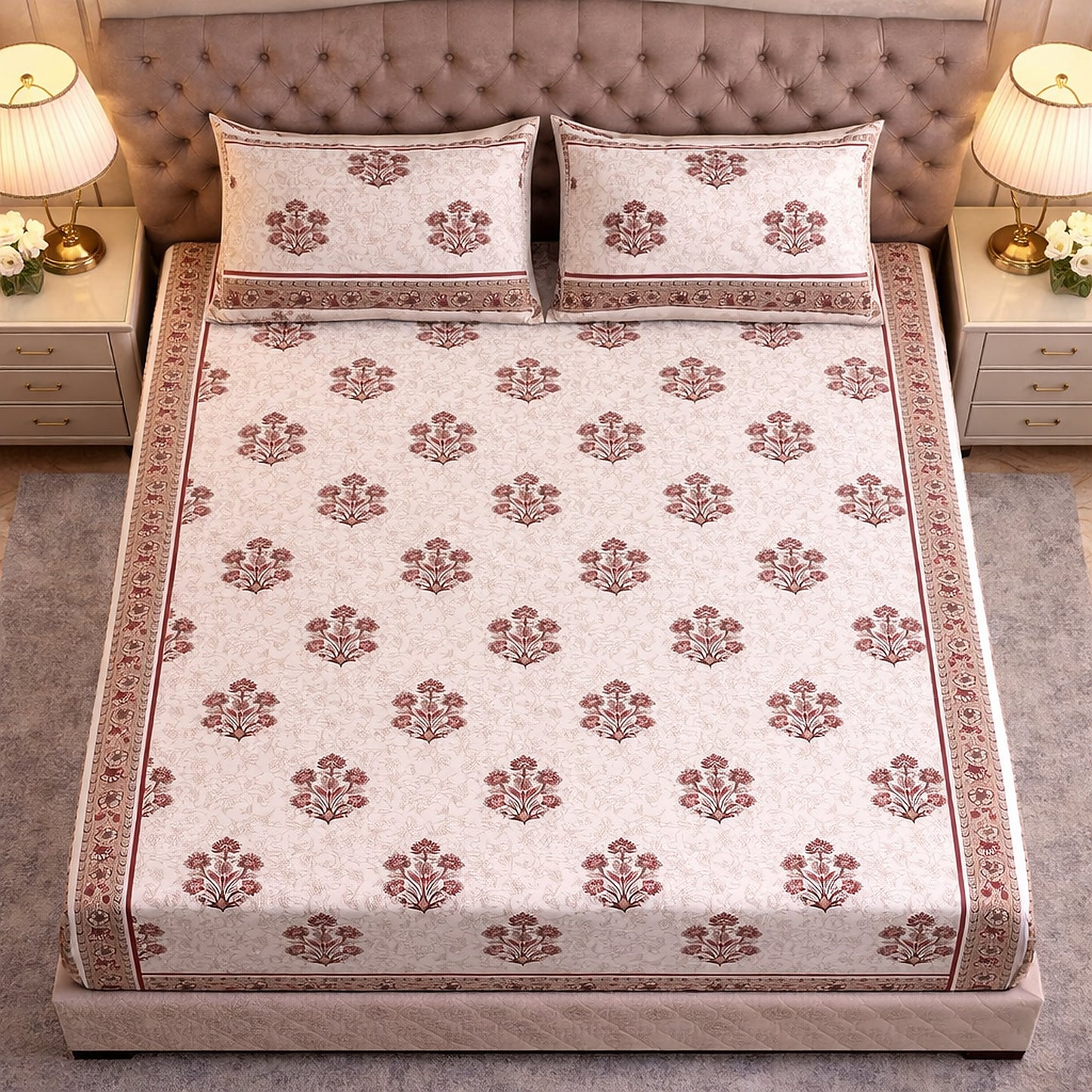 Pure Cotton Comfortable Jaipuri Print Bedsheet
