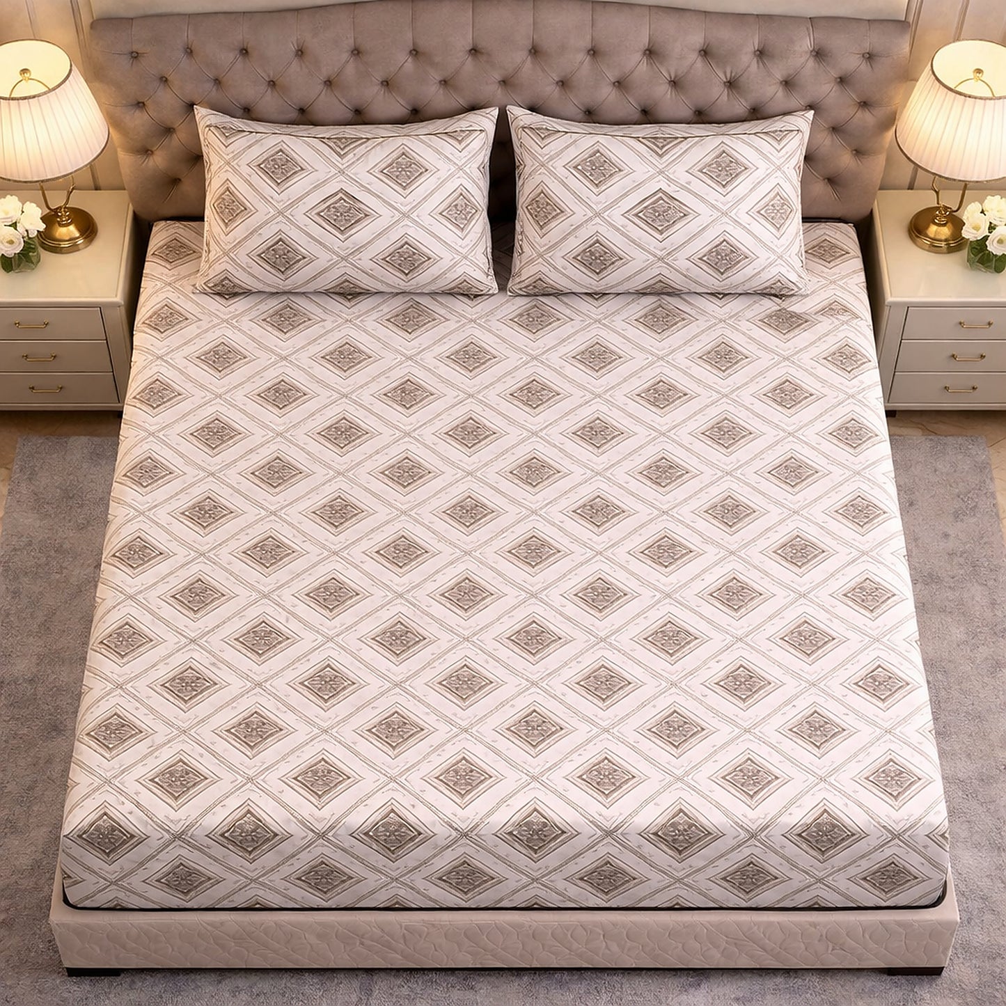 Pure Cotton Geometrical Print King Size Bedsheet