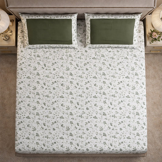 Floral Print Pure Cotton Printed Bedsheet