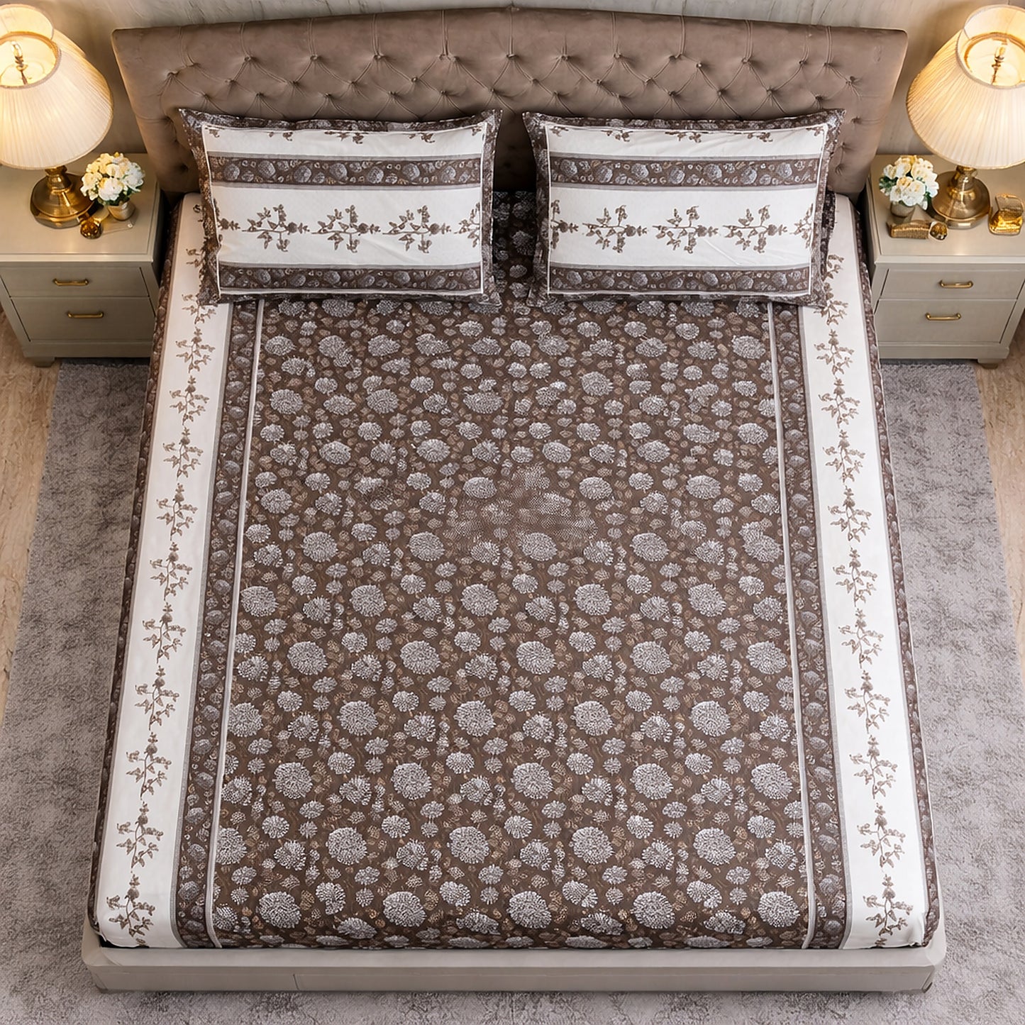Breathable Cotton Jaipuri Print King Size Bedsheet