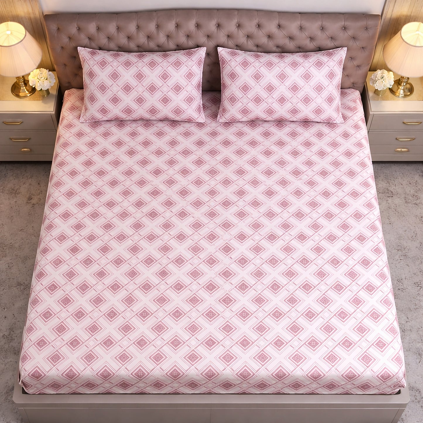 Pure Cotton Geometrical Print King Size Bedsheet