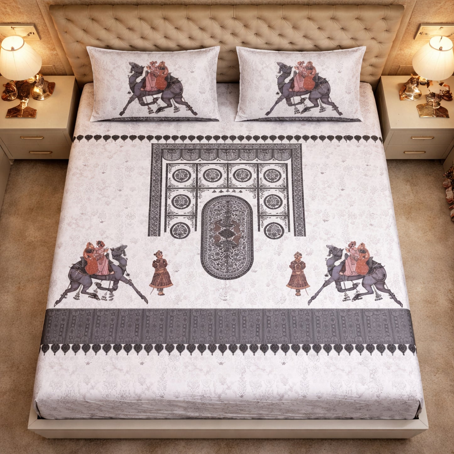 Pure Cotton Camel Digital Print Bedsheet