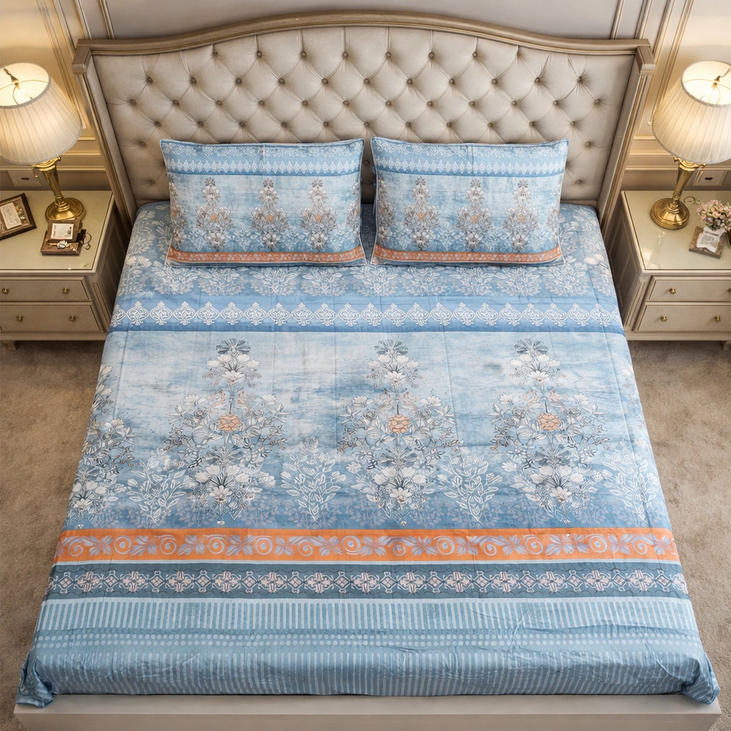 Floral Pure Cotton Digital Print Bedsheet Set