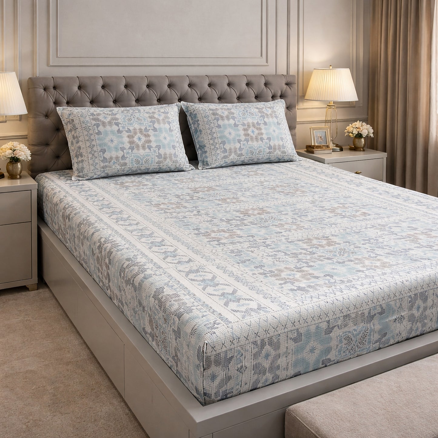 Pure Cotton Geometrical Print Bedsheet