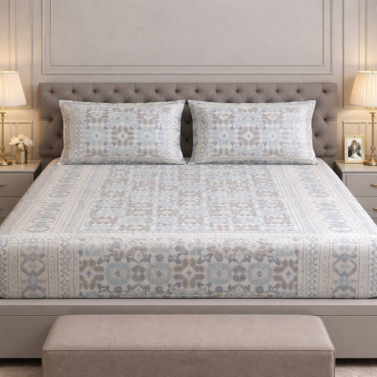 Pure Cotton Geometrical Print Bedsheet