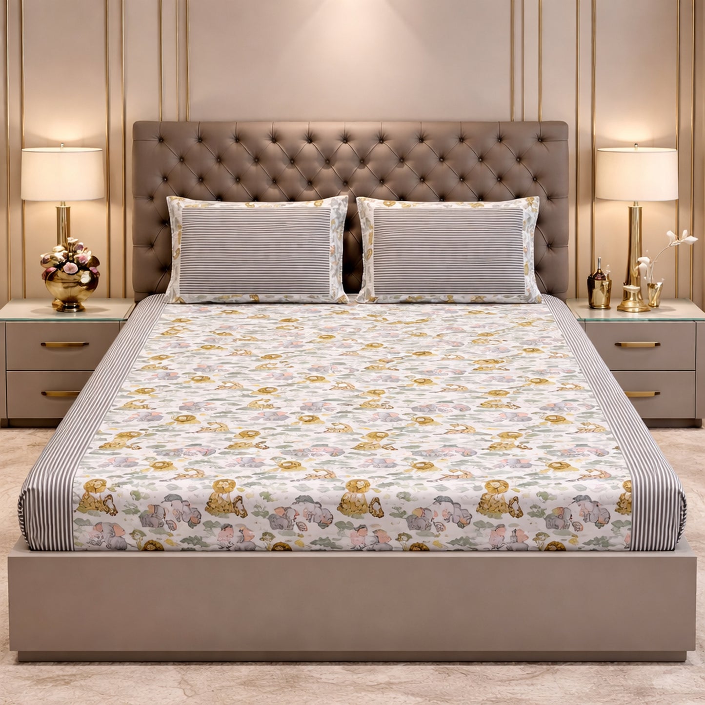 Pink Pure Cotton Whale Print Bedsheet