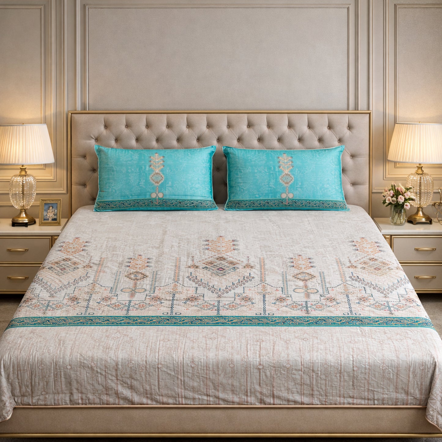 Pure Cotton Floral Digital Print Bedsheet