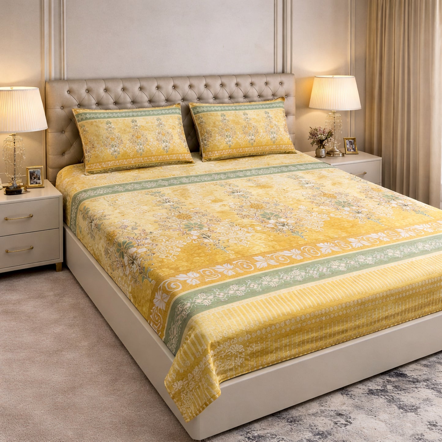Floral Pure Cotton Digital Print Bedsheet Set
