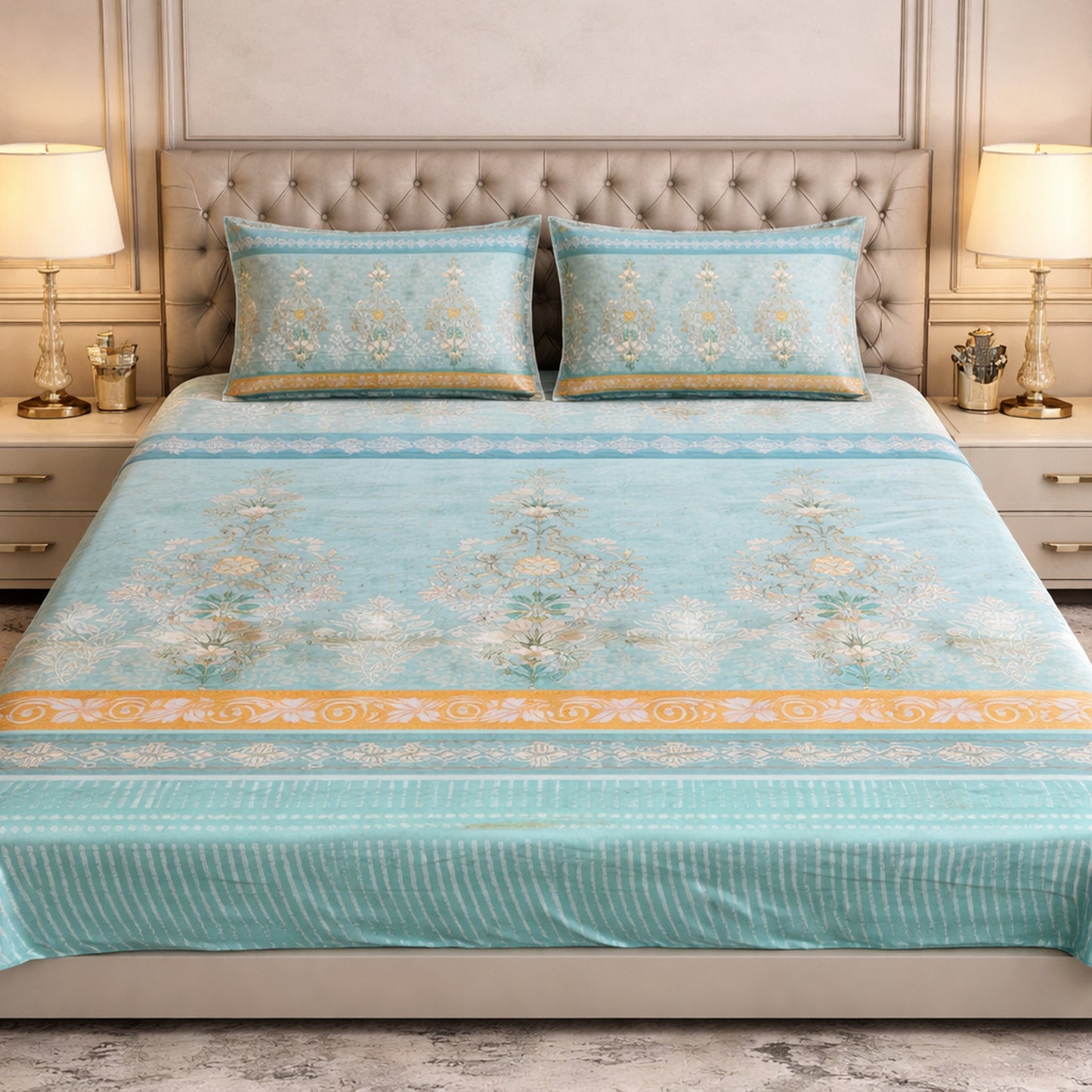 Floral Pure Cotton Digital Print Bedsheet Set