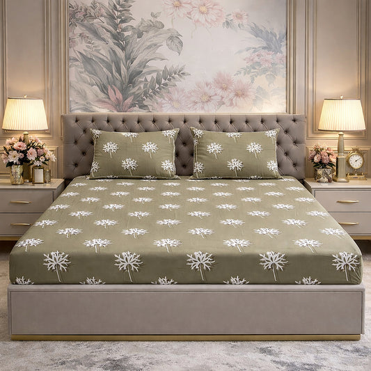 High Quality Green Colour Pure Cotton Printed Bedsheet