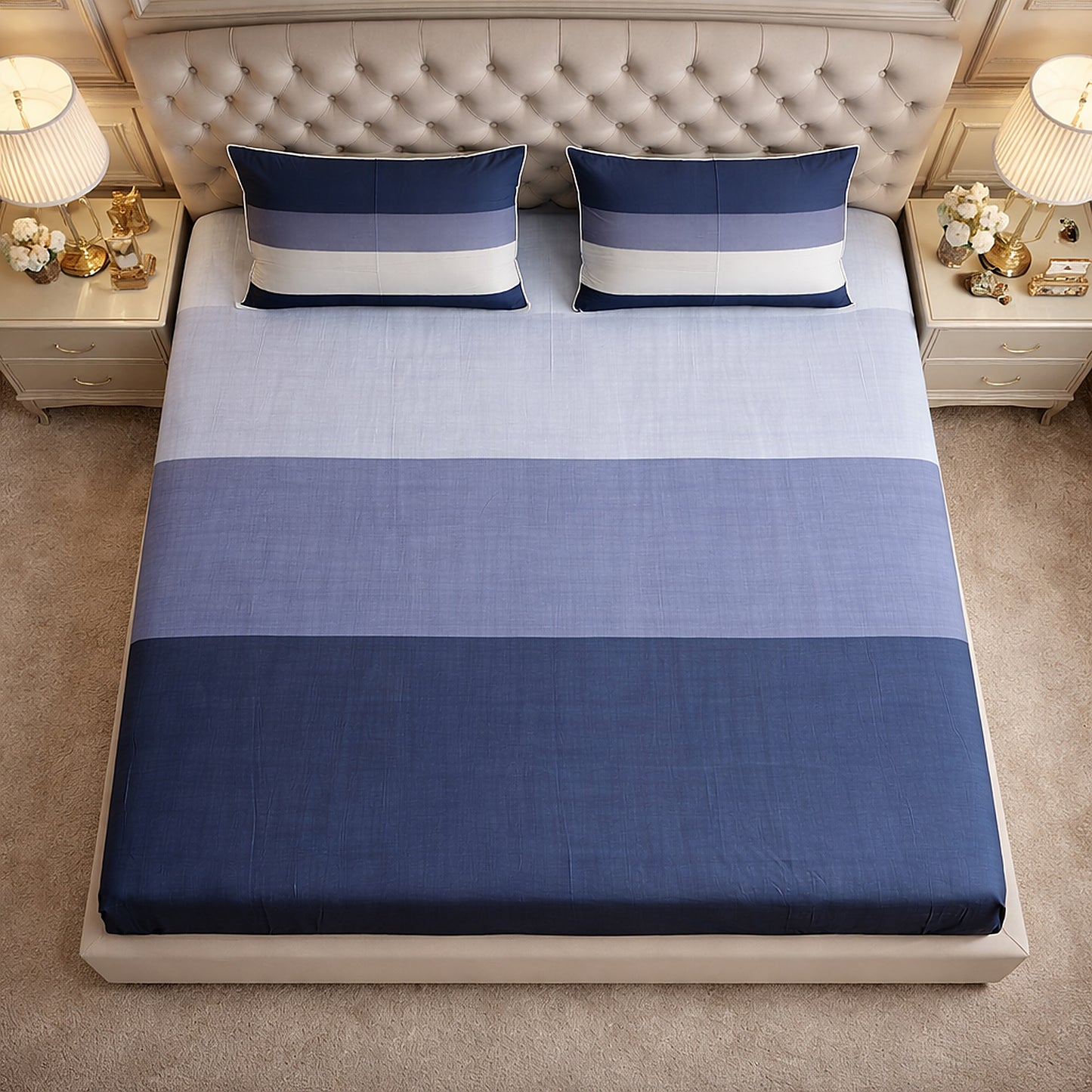 Dark Stripe Printed Pure Cottton Bedsheet