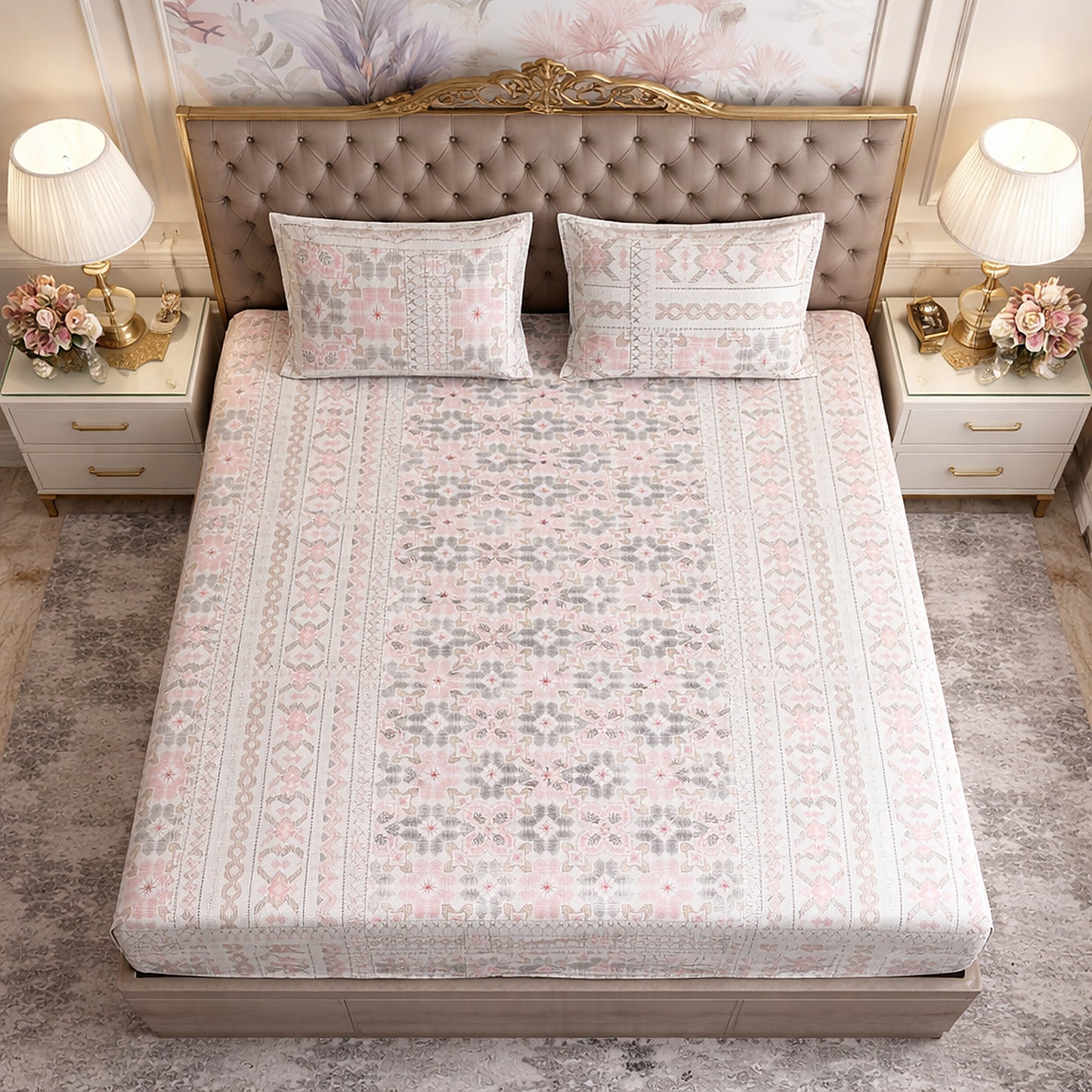 Pure Cotton Geometrical Print Bedsheet