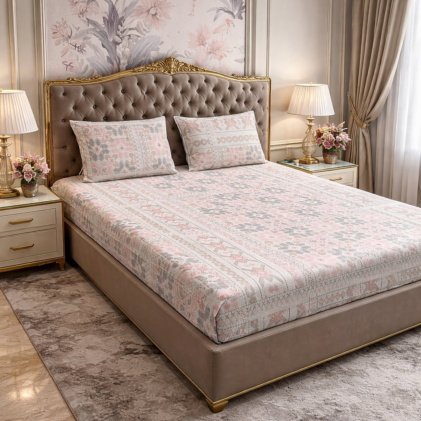 Pure Cotton Geometrical Print Bedsheet