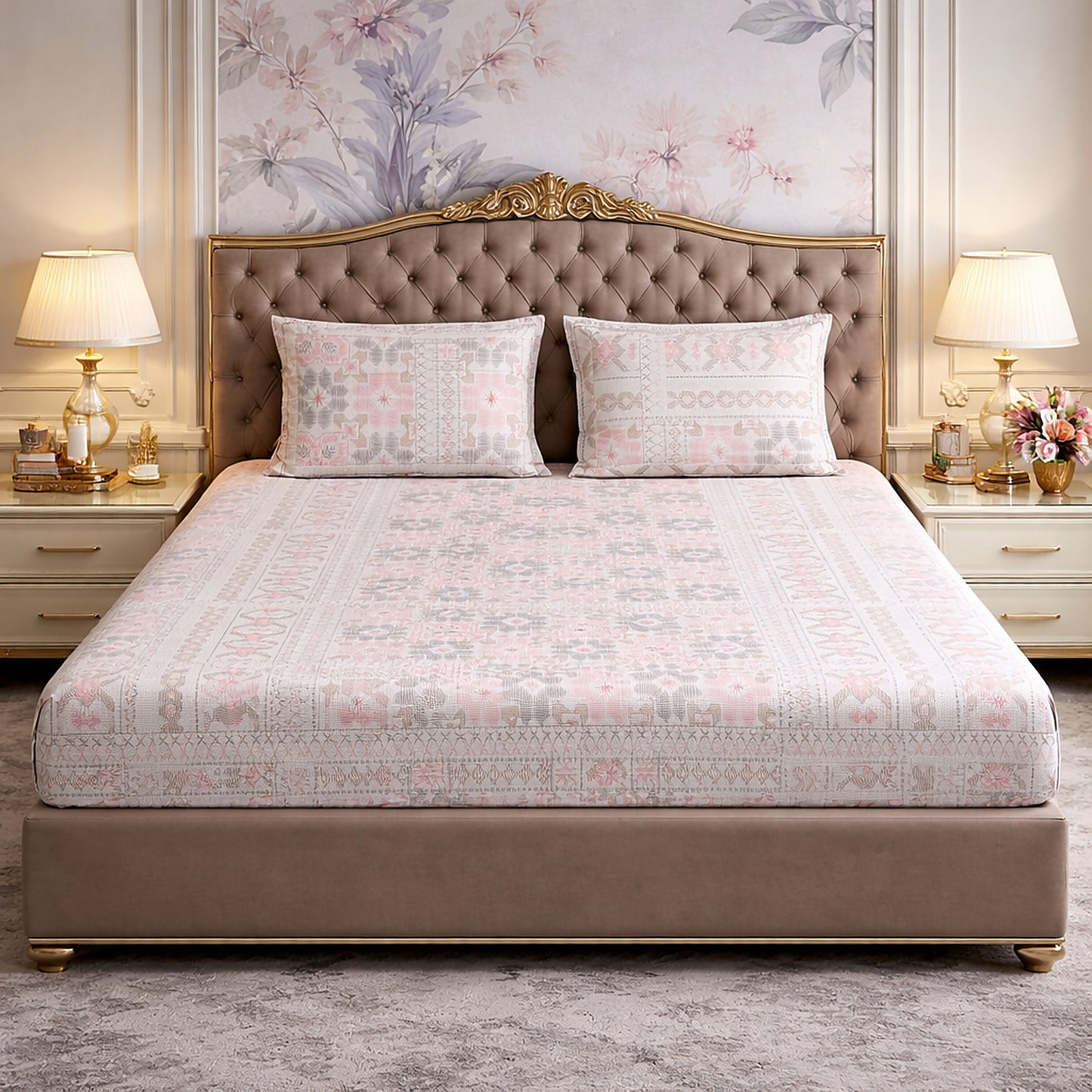 Pure Cotton Geometrical Print Bedsheet