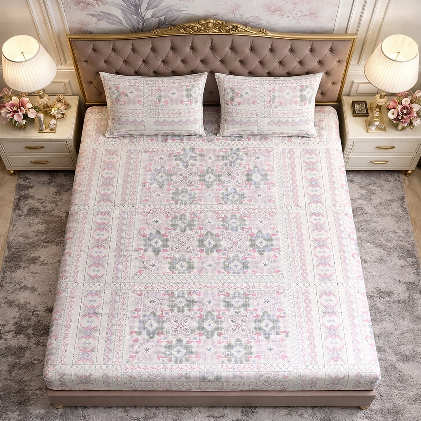 Pure Cotton Geometrical Print Bedsheet