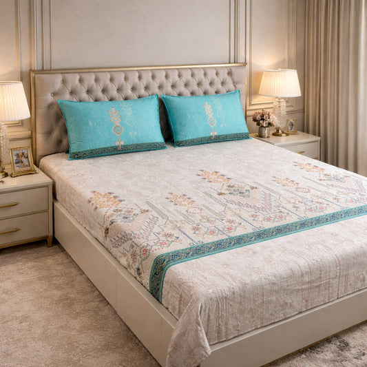 Pure Cotton Floral Digital Print Bedsheet