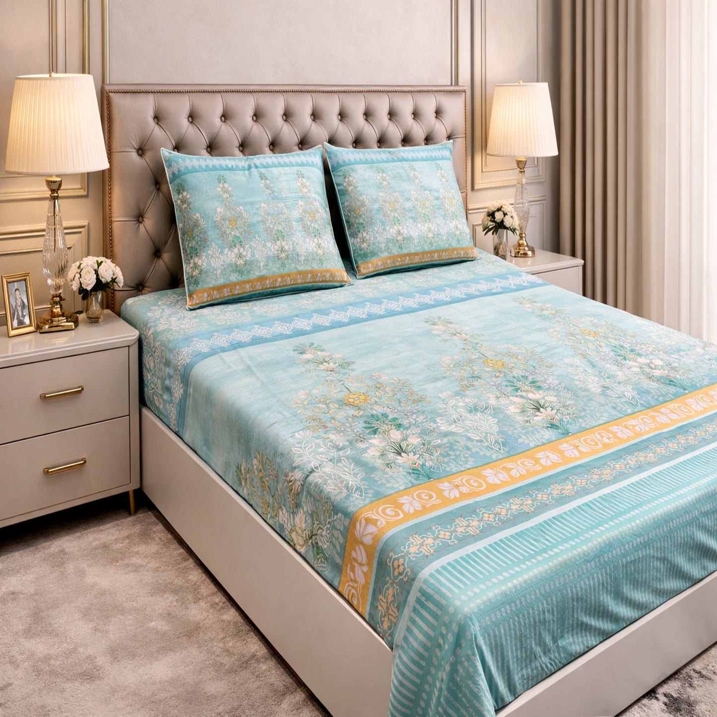 Floral Pure Cotton Digital Print Bedsheet Set