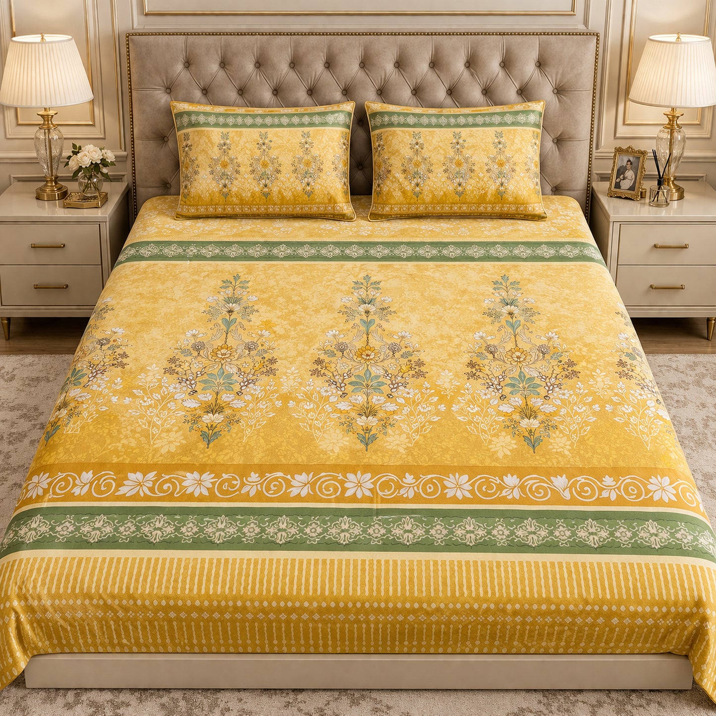 Floral Pure Cotton Digital Print Bedsheet Set