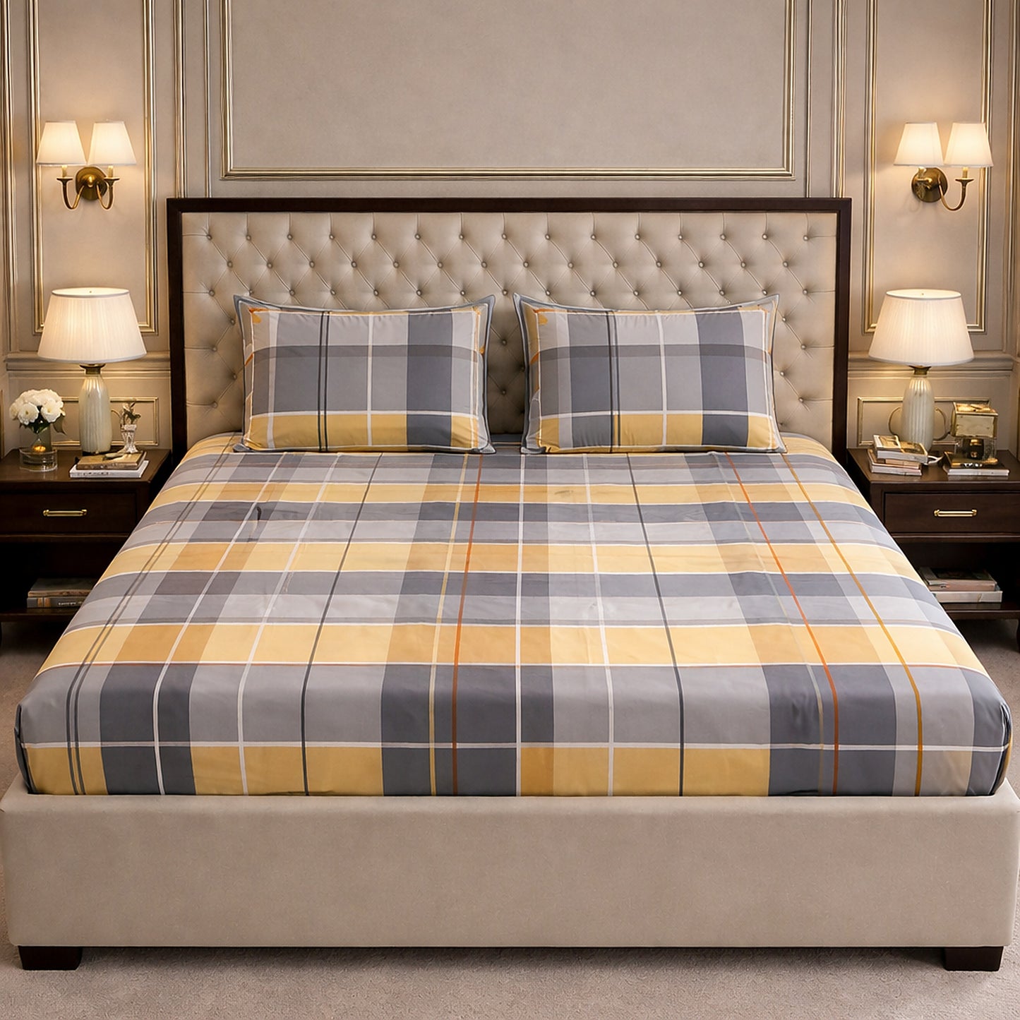 Imported Exclusive Cotton Checks Bedsheet King Size
