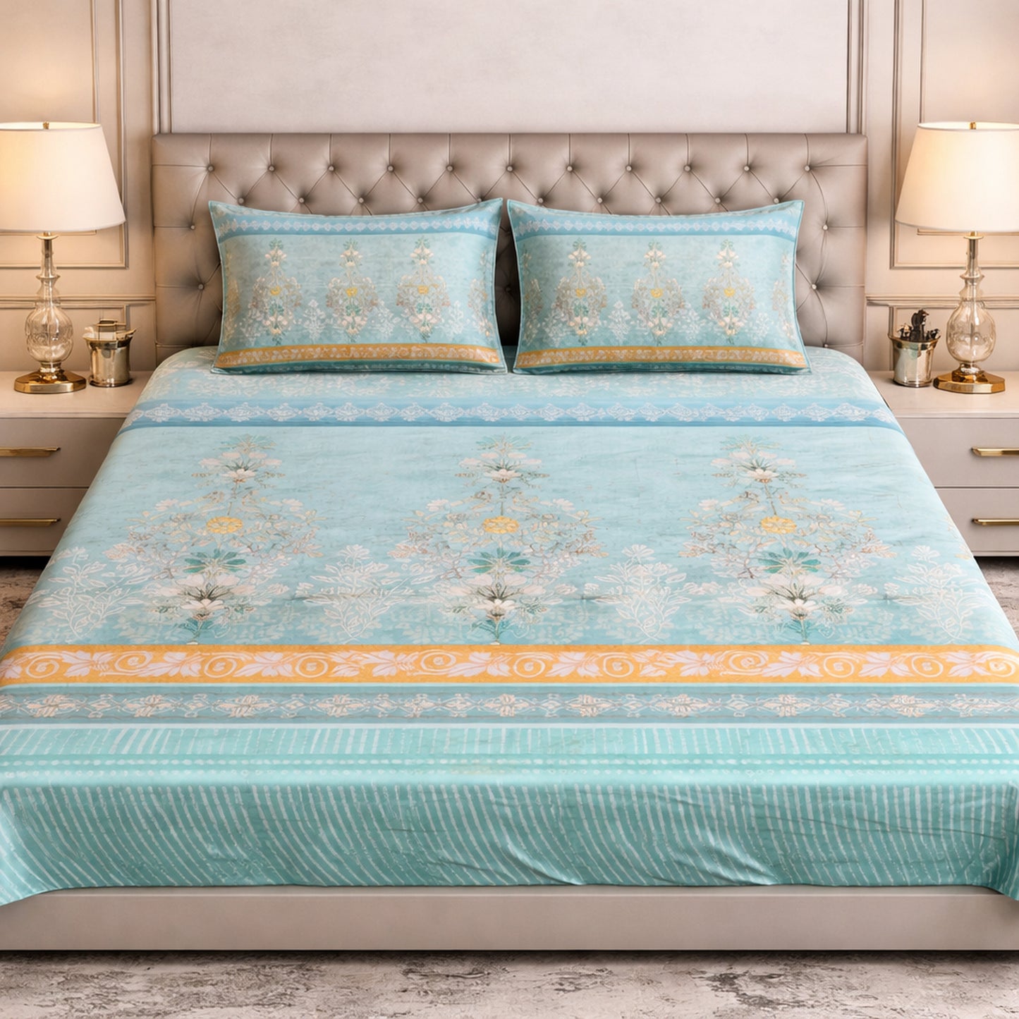 Floral Pure Cotton Digital Print Bedsheet Set