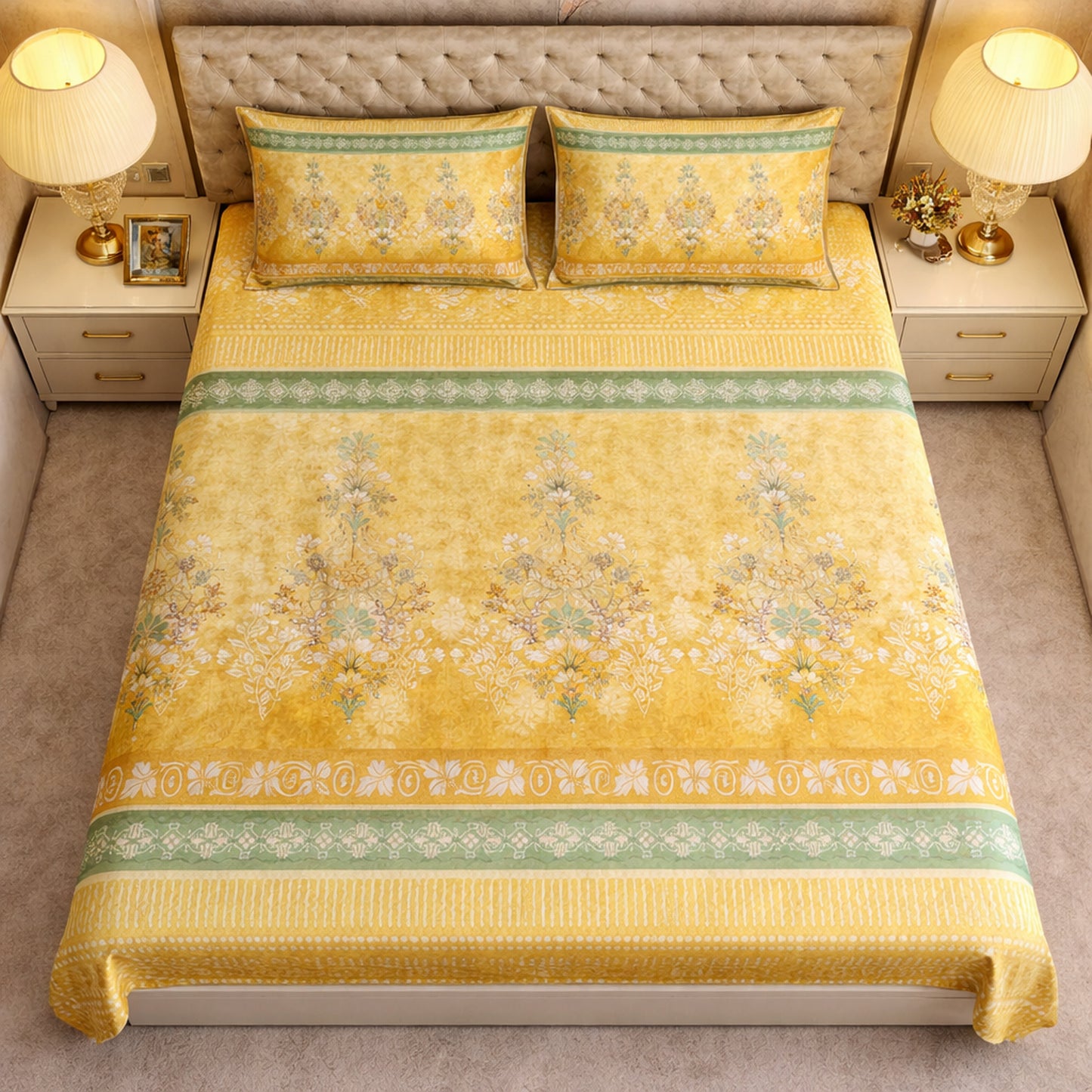 Floral Pure Cotton Digital Print Bedsheet Set