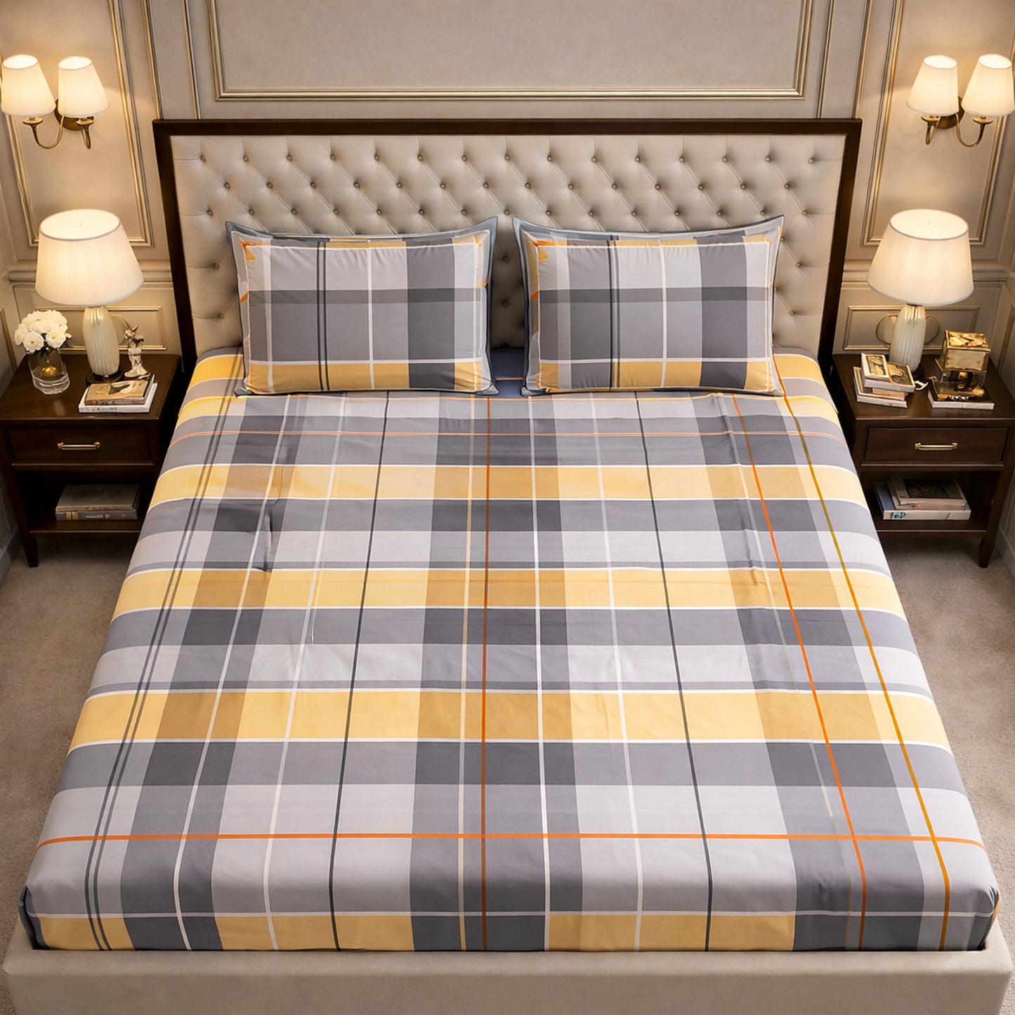 Imported Exclusive Cotton Checks Bedsheet King Size