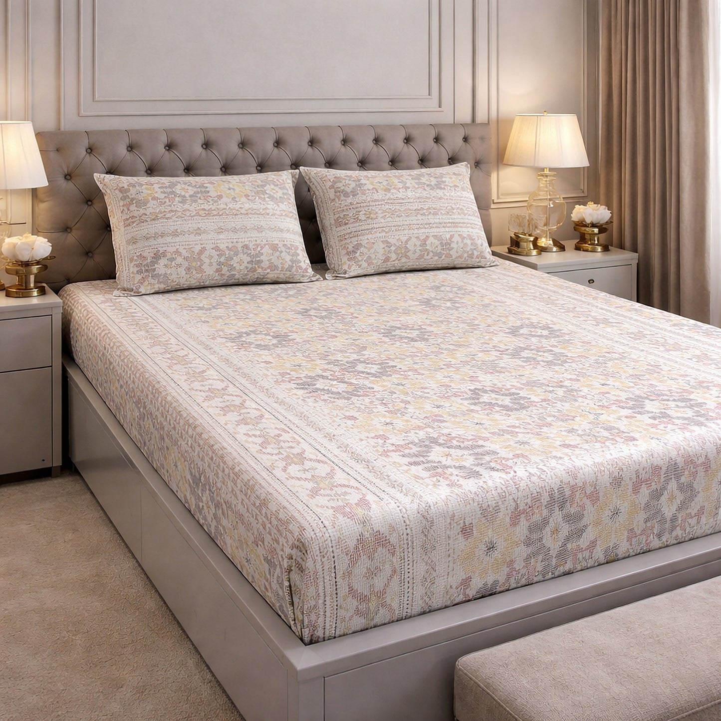 Pure Cotton Geometrical Print Bedsheet
