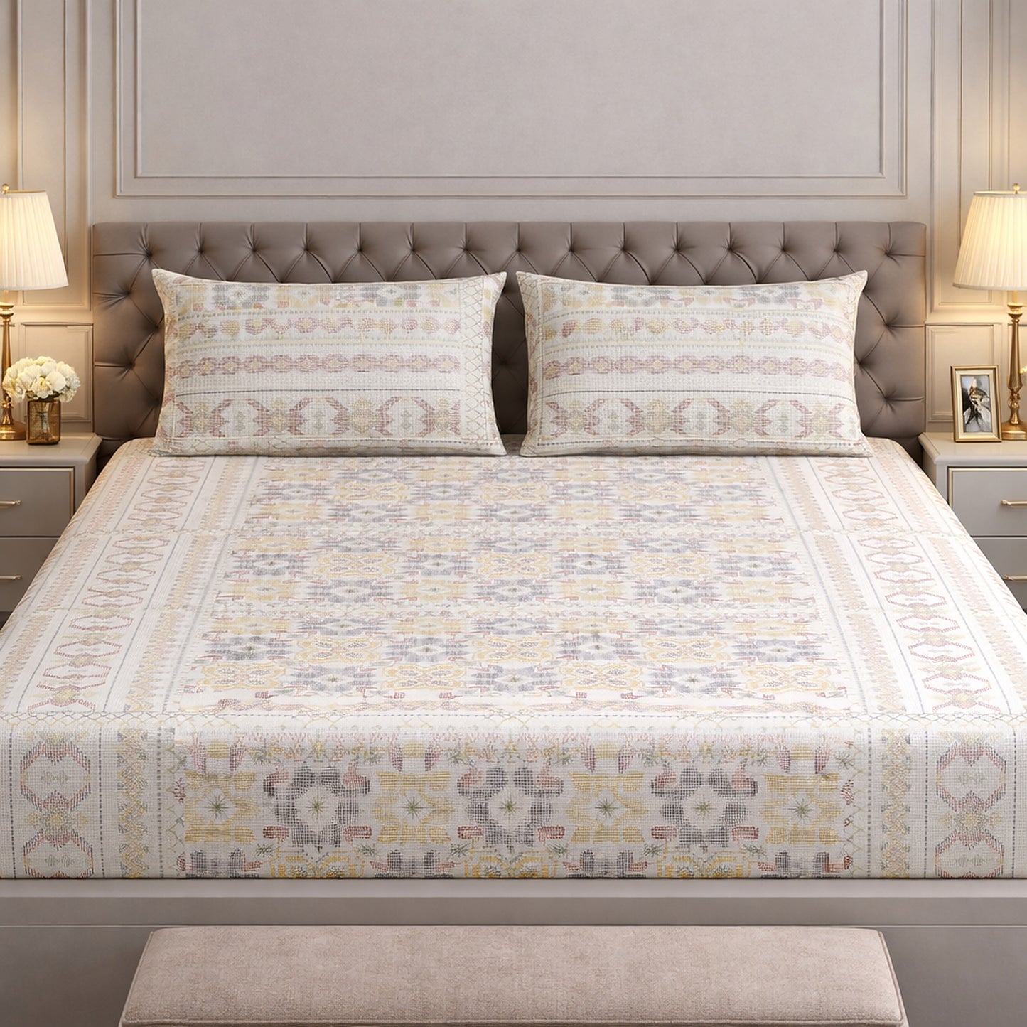 Pure Cotton Geometrical Print Bedsheet